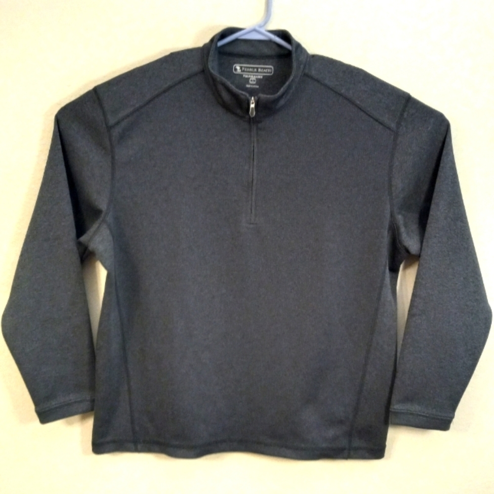 Pebble Beach Sweater Mens Large Grey Stretch Long Sleeve 1/2 Zip Mock Neck